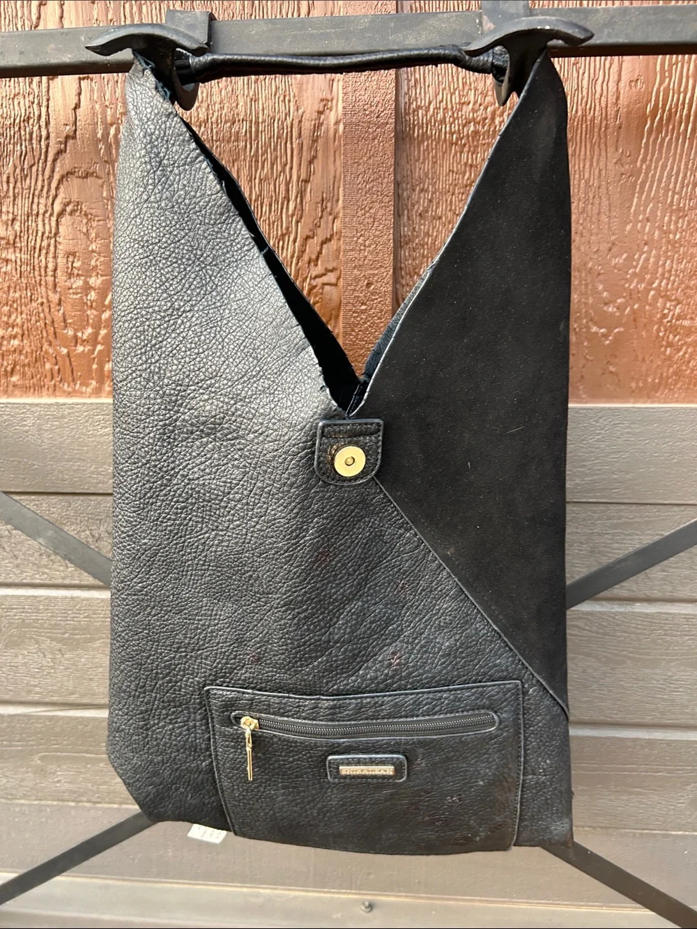 Anthro ShiraLeigh Womens Arden Vegan Slouchy Tote Handbag Black